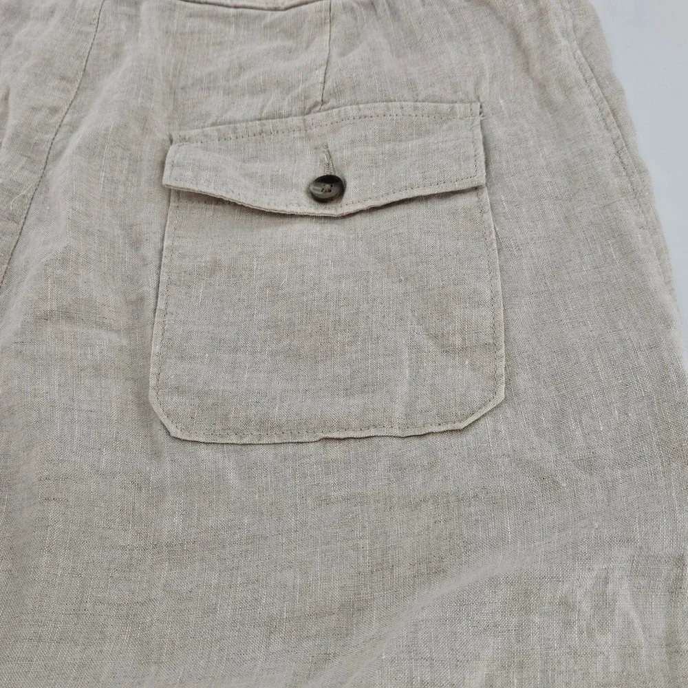 Tasso Elba Mens Linen Casual Trousers Khaki Pants Size 33x32 Summer Coastal Boho
